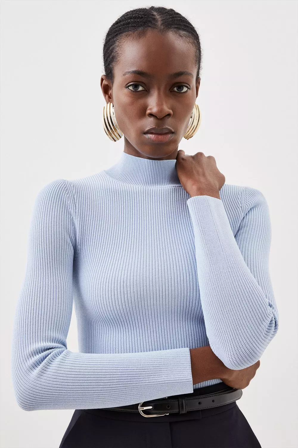 Ribbed neck sale jumper